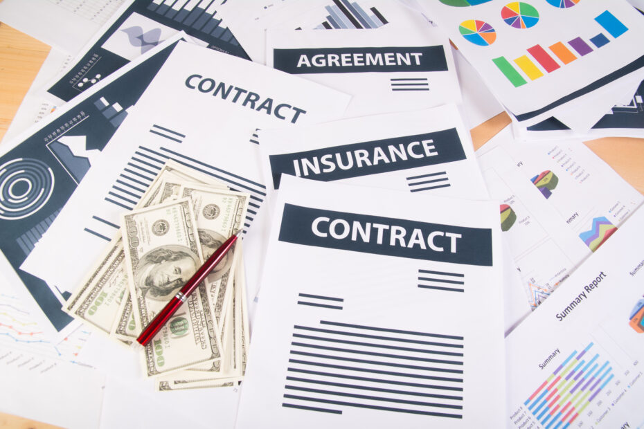 Close up of money insurance graphs and charts