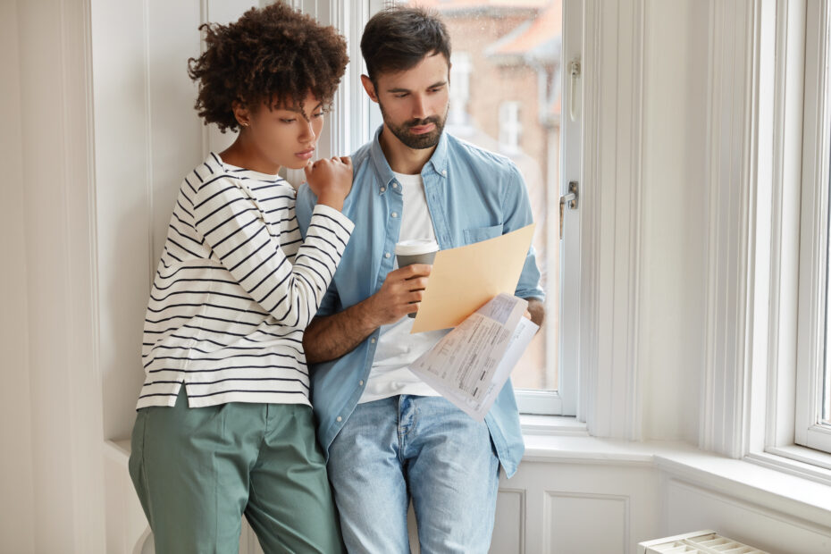 Couple reviewing paperwork