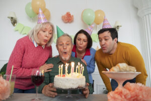 Elderly people celebrating their birthday